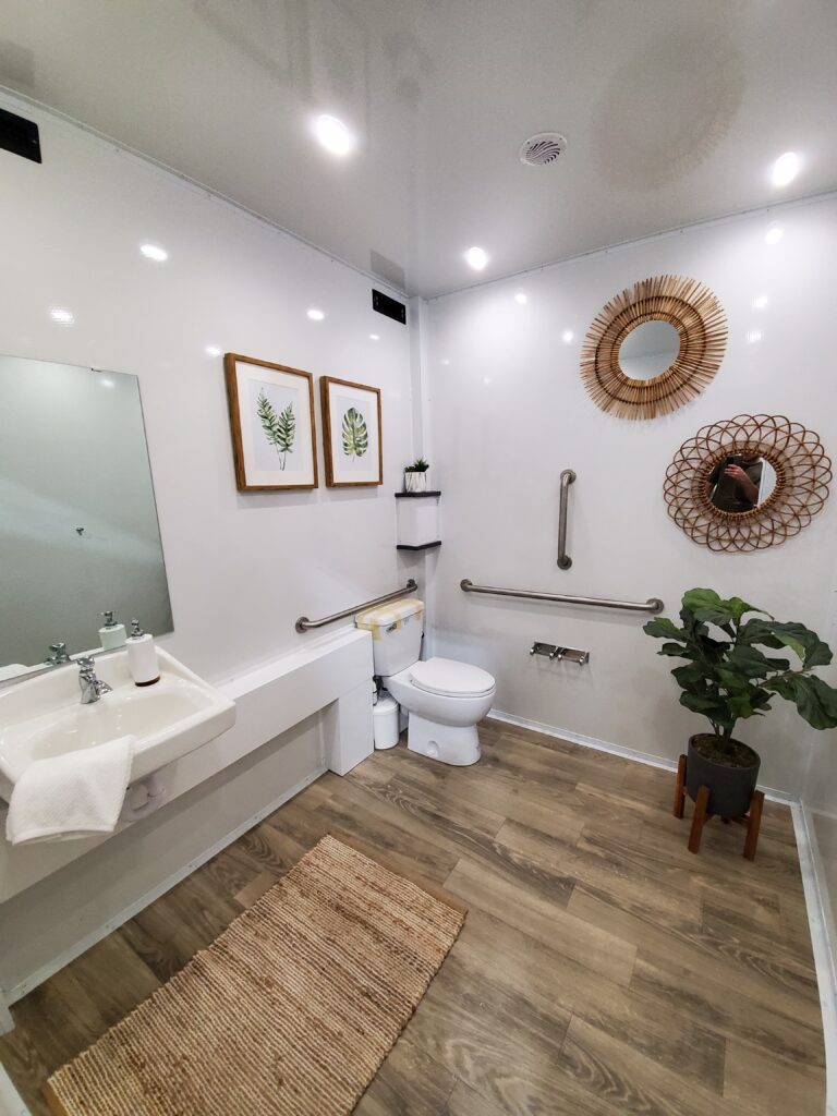 ADA 2-Stall Luxury Restroom Trailer Toilet View | The Lavatory Utah