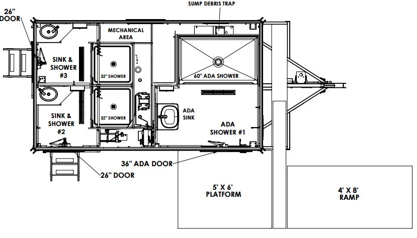 2 Stall ADA Portable Luxury Shower Trailer - The Lavatory Utah
