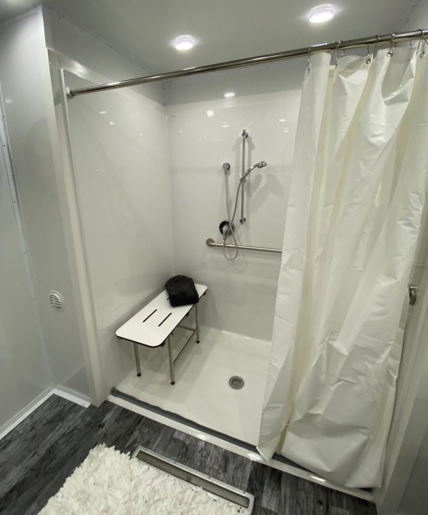 ADA Luxury Portable Shower/Restroom Combo Trailer - Shower View - The Lavatory Utah