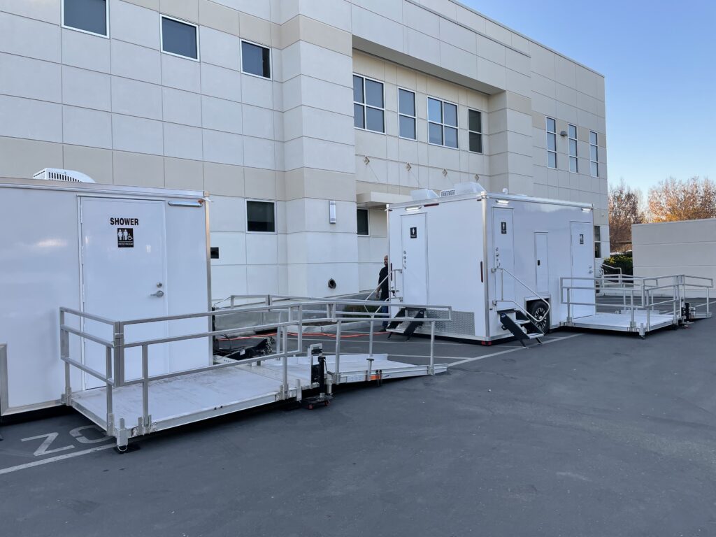 ADA 2-Stall Luxury Restroom Trailer Outside Corporate View | The Lavatory Utah
